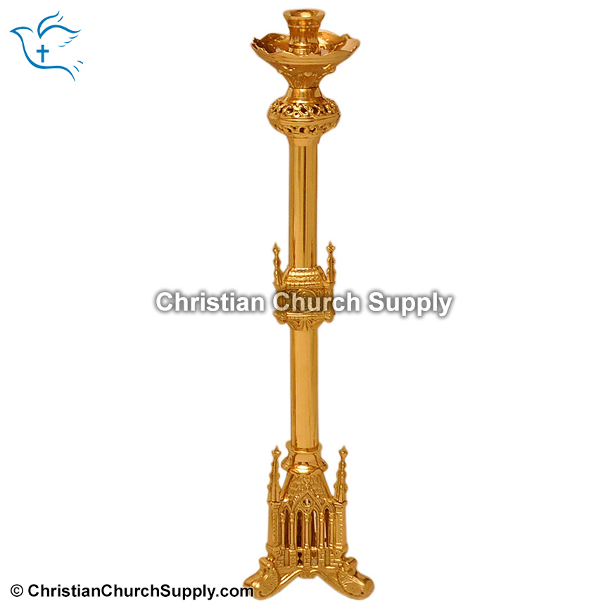 Brass Altar Gothic Style Candlestick, Brass Altar Gothic Style Candlestick  bernward, Brass Altar Gothic Style Candlestick Supplier - ca-1047