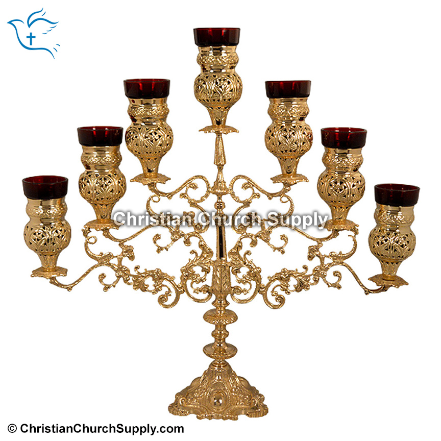 7 Candle Round Brass Candelabra