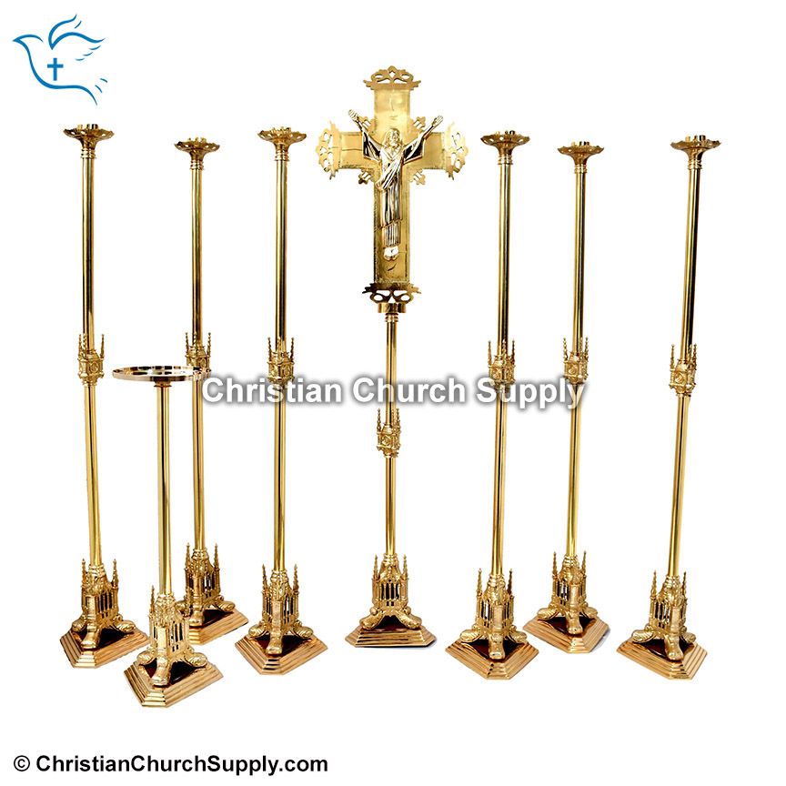 Very Fine Antique Extra Large Heavy Brass Church Paschal Candlestand  Candlestick (SOLD) - Antique Church Furnishings